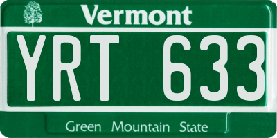 VT license plate YRT633