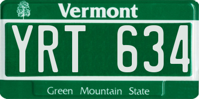 VT license plate YRT634