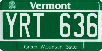 VT license plate YRT636