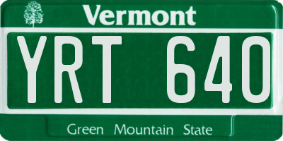 VT license plate YRT640