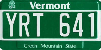 VT license plate YRT641