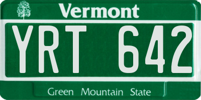 VT license plate YRT642