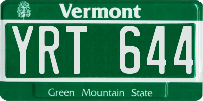 VT license plate YRT644