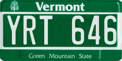 VT license plate YRT646