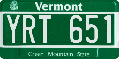VT license plate YRT651