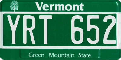 VT license plate YRT652