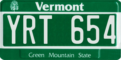 VT license plate YRT654