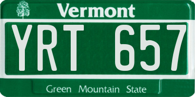 VT license plate YRT657