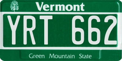 VT license plate YRT662