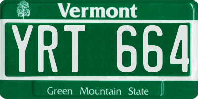VT license plate YRT664