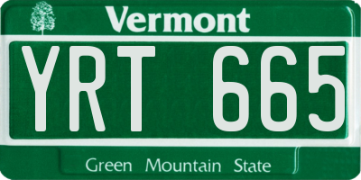 VT license plate YRT665