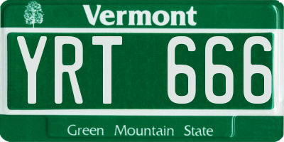 VT license plate YRT666