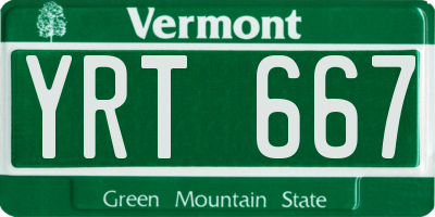 VT license plate YRT667