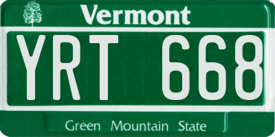 VT license plate YRT668