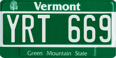 VT license plate YRT669