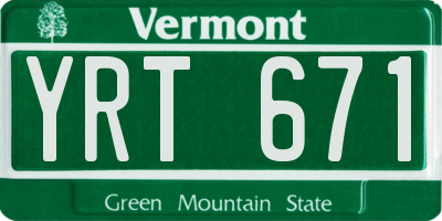 VT license plate YRT671