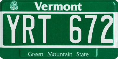 VT license plate YRT672