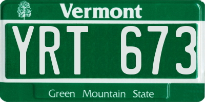 VT license plate YRT673