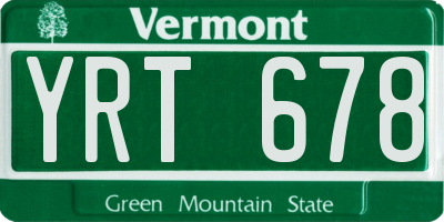 VT license plate YRT678