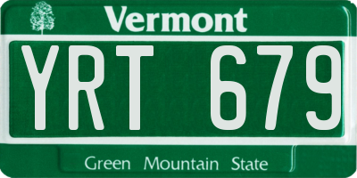 VT license plate YRT679