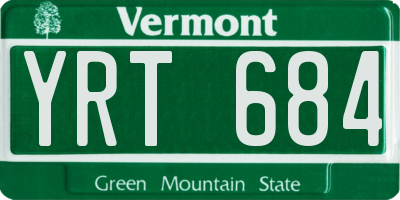 VT license plate YRT684