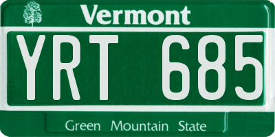 VT license plate YRT685