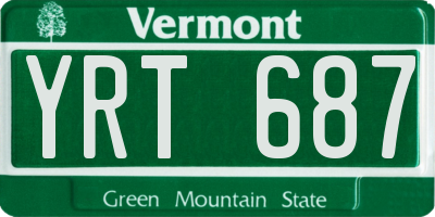 VT license plate YRT687