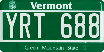 VT license plate YRT688