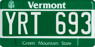 VT license plate YRT693