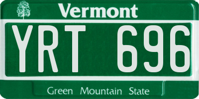 VT license plate YRT696