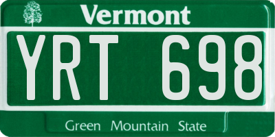VT license plate YRT698