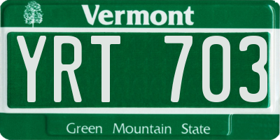 VT license plate YRT703