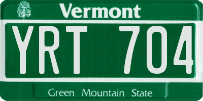 VT license plate YRT704