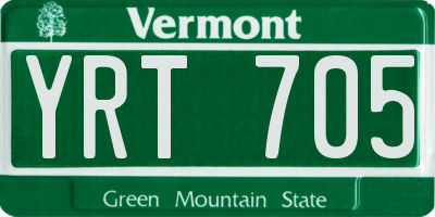 VT license plate YRT705