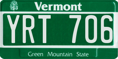 VT license plate YRT706