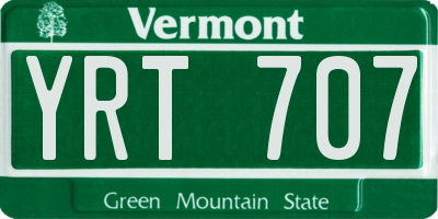 VT license plate YRT707
