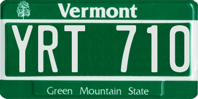 VT license plate YRT710