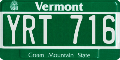 VT license plate YRT716