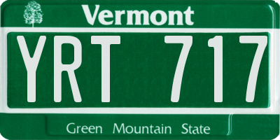VT license plate YRT717