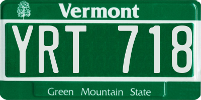 VT license plate YRT718