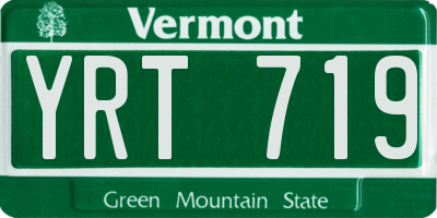 VT license plate YRT719