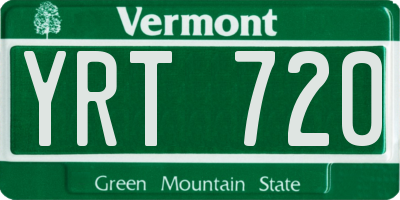 VT license plate YRT720