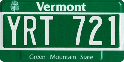 VT license plate YRT721