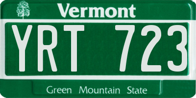 VT license plate YRT723