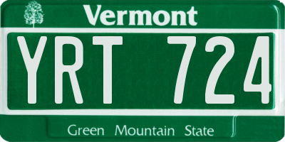 VT license plate YRT724