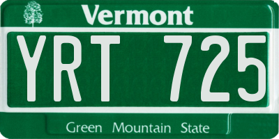 VT license plate YRT725