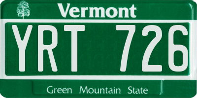 VT license plate YRT726