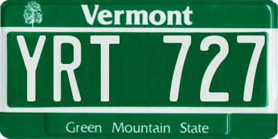VT license plate YRT727