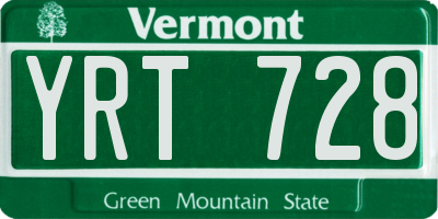 VT license plate YRT728