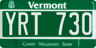 VT license plate YRT730
